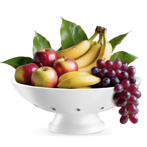 Bambüsi Fruit Bowl - 11" Large Brown Wooden Pedestal Bowl for Kitchen Counter & Dining Table Centerpiece, Premium Bamboo Wood Fruit Basket & Banana Holder for Fresh Produce, Bread & Home Decor