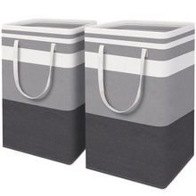 Load image into Gallery viewer, HomeHacks 2 Pack Large Laundry Baskets, Waterproof, Freestanding Laundry Hampers, Collapsible Clothes Hamper with Reinforced Handles in Laundry Room, College Dorm, Bathroom, Bedroom (Grey, 75Lx2)