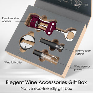 Beneno Wine Opener, Zinc Alloy Premium Wing Corkscrew with Multifunctional Bottles Opener, Sharp Wine Corkscrew with Ergonomic Non-Slip Wing Handle, Upgrade
