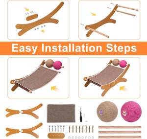 Outamateur Cat Scratching Pad, Cat Scratcher Bed, Cats Mini Chair with Sisal Scratching Ball and Bell, Cats Lounger with Removable Scratching Pad for Indoor Small Pets