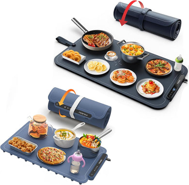 BW701 Dark Blue Food Warming Mat Bundle with BW450 Dark Blue Electric Warming Tray
