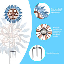 Load image into Gallery viewer, WONDER GARDEN Wind Spinner - Wind Spinners Outdoor, Outdoor Metal Windmills, 4.4 Ft Retro Brown Wind Sculptures Spinner Lawn Ornaments Wind Spinner for Yard, Lawn and Garden
