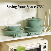 Load image into Gallery viewer, Redchef Ceramic Pots and Pans Set, Nonstick Kitchen Cookware Set with Detachable Handle, Non Toxic Cookware Set 16pcs, PFAS PFOA &amp; PTFE Free, RV Ceramic Cookware for Camping, Dishwasher/Oven Safe
