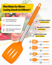 Load image into Gallery viewer, Pack of 4 Silicone Cooking Utensils Set, Non Stick Large Solid Spatulas, Heat Resistant Black Slotted Spoons, Ideal BPA Free Kitchen Turners for Frying, Mixing,Serving,Draining,Turning,Stirring