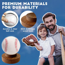 Load image into Gallery viewer, JupDec Baseball Display Case with Wood Stand, Clear Acrylic &amp; Plastic Game Ball Holder Showcase, UV Protection Souvenirs and Collectibles Box, Ideal Gift for Autograph Single MLB Ball