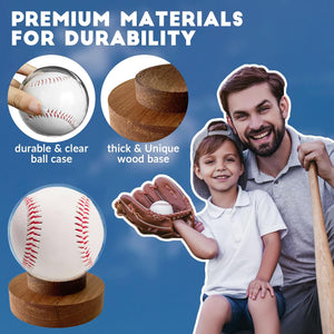 JupDec Baseball Display Case with Wood Stand, Clear Acrylic & Plastic Game Ball Holder Showcase, UV Protection Souvenirs and Collectibles Box, Ideal Gift for Autograph Single MLB Ball