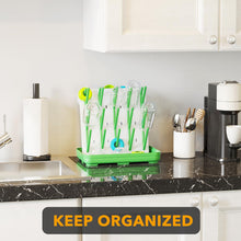 Load image into Gallery viewer, SpaceAid Baby Bottle Drying Rack with 20 Hooks, Space Saving Kitchen Bottles Rack Dryer, Vertical Baby Bottle Holder Organizer for Countertop Storage Accessories (White and Gray)