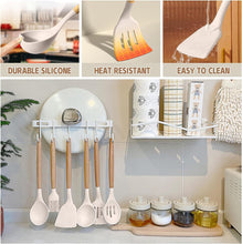 Load image into Gallery viewer, Umite Chef Kitchen Cooking Utensils Set, 33 pcs Non-Stick Silicone Cooking Kitchen Utensils Spatula Set with Holder, Wooden Handle Silicone Kitchen Gadgets Utensil Set (Khaki)