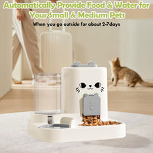 Load image into Gallery viewer, 1.6L Auto Gravity Pet Feeder and 0.6L Water Dispenser Set, Automatic Pet Food Water Dispenser, Cage Cat Dog Food and Water Dispenser for Kitten Puppy Bunny Guinea Pig (Green)