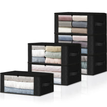 Load image into Gallery viewer, HomeHacks Storage 3-Pack Clothes Organizer Storage Bags Foldable Storage Box with Large Clear Window Sturdy Handles for Closet, Dorm, Pillows, Bedding, Clothes, Blankets, 35L, Gray