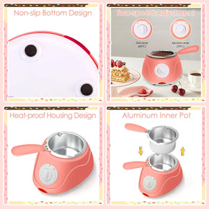 8.45oz Mini Melting Fondue Pot, Electric Chocolate Melting Set, Chocolate Fondue Fountain, Warmer Machine for Milk,Chocolate,Cheese,Butter,Candy