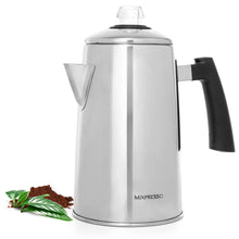 Load image into Gallery viewer, Mixpresso Stainless Steel Stovetop Coffee Percolator, 52 oz Classic Percolator Coffee Pot, Excellent As Camping Pot, 12 Cup Stainless Steel Camping Coffee Makers, Cool-Touch Handle.