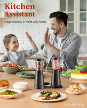 Load image into Gallery viewer, Electric Salt and Pepper Grinder Set with Storage Base, Stainless Steel Rechargeable Salt and Pepper Grinder Set with 4.5 oz Large Capacity, 1.8&quot; Wide Mouth, Adjustable Coarseness, Ideal for Kitchen