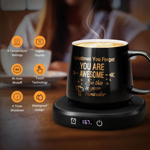 Load image into Gallery viewer, Coffee Mug Warmer &amp; You are Awesome Mug Set, Electric Cup Warmer for Desk Office Home, Beverage Warmer with 3 Temperature Setting, 8-Hours Auto Shut Off, Best Birthday Present Ideas for Women