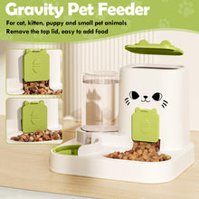 Load image into Gallery viewer, 1.6L Auto Gravity Pet Feeder and 0.6L Water Dispenser Set, Automatic Pet Food Water Dispenser, Cage Cat Dog Food and Water Dispenser for Kitten Puppy Bunny Guinea Pig (Green)