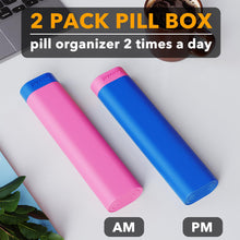 Load image into Gallery viewer, SpaceAid 2 Pack Pill Organizer Box 7 Day, Weekly Travel Pill Case Holder, 2 Times a Day AM PM Daily Pocket Pharmacy Dispenser Container for Pills, Vitamins and Medicine (Black, Orange)