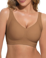 Load image into Gallery viewer, Seamless Push Up Bra No Underwire Wide Straps Full Coverage Wireless | W-Shaped Jelly Band Support, 1-Inch Ergonomic Straps, Heat-Bonded Contour, Tagless, Smoothing Back, for Yoga Office Travel