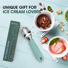 Load image into Gallery viewer, Beneno Heavy Duty Ice Cream Scoop - Upgraded Anti-Fracture Design, Comfortable Grip Long Handle, Effortless Scooping &amp; Dishwasher Safe, Black