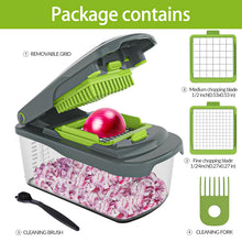 Load image into Gallery viewer, Vegetable Chopper With Container, Multifunctional Food Chopper Onion &amp; Vegetable Cutter Dicer With 8 Blades, Carrot &amp; Veggie Slicer 2 Blades