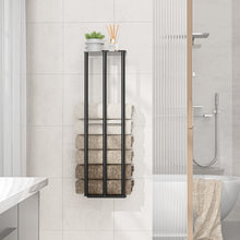 Load image into Gallery viewer, Towel Racks for Bathroom, Towel Storage Wall Mounted, Rolled or Folded Towel Holder with 3 Bars, Sturdy and Large Capacity, Matte Black, Suitable for Bathe Towels and Hand Towels (matt black)