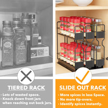 Load image into Gallery viewer, SpaceAid Pull Out Spice Rack Organizer for Cabinet, Heavy Duty Slide Out Seasoning Kitchen Organizer, Cabinet Organizer, with Labels, 5.2&quot; W x10.75 D x10 H, 2 Drawers 2-Tier