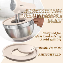 Load image into Gallery viewer, Umite Chef Mixing Bowls with Airtight Lids Set, 8PCS Stainless Steel Khaki Nesting Bowls with Grater Attachments, Kitchen Bowls with Non-Slip Bottoms, Size 5, 4, 3.5, 2, 1.5QT for Mixing &amp; Serving