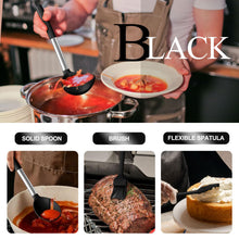 Load image into Gallery viewer, Silicone Kitchen Utensils Set, Umite Chef Large Heat Resistant Cooking Utensil, 26Pcs Silicone Spatulas Set, Stainless Steel Handle, Black Kitchen Gadgets Tools Set for Nonstick Cookware