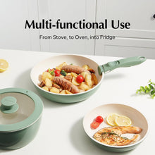 Load image into Gallery viewer, Redchef 17pcs Ceramic Pots and Pans Set Non Stick, Nonstick Kitchen Cookware Set with Detachable Handle, Non Toxic, PFAS PFOA &amp; PTFE Free, RV Ceramic Cookware Set for Camping, Dishwasher/Oven Saf