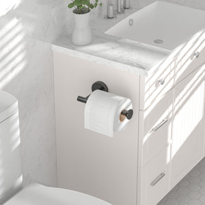 Toilet Paper Holder Wall Mount Bathroom Paper Roll Holder Tissue Handle Stainless Steel for Farmhouse Kitchen Matte Black