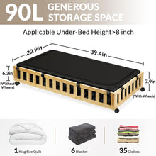 Load image into Gallery viewer, 2 Pack Bamboo Under Bed Storage with Wheels, 39”x20”x7.8” Lager Under Bed Storage Containers (Brown)