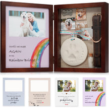 Load image into Gallery viewer, JupDec Dog Memorial Gifts Pet Shadow Box Wooden Picture Frame with Clay Paw Print Kit for Loss of Dog &amp; Cat Remembrance Sympathy Deep Display Case for Keepsake Collar Hair (Brown)
