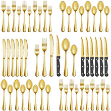 Load image into Gallery viewer, 24 Pcs Silverware Set with Steak Knives Service for 4,Stainless Steel Flatware Set,Mirror Polished Cutlery Utensil Set,Home Kitchen Eating Tableware Set,Include Fork Knife Spoon Set,Dishwasher Safe