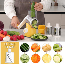 Load image into Gallery viewer, Rotary Cheese Grater Hand Crank Cheese Shredder for Fresh Cheese, Vegetable, Nuts,Non-slip Suction Base, Free Cleaning Brush Three Blades, Black