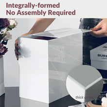 Load image into Gallery viewer, JupDec White Wedding Card Box Reception with Slot, 10&quot; Large Acrylic Card Storage Box for Gifts, Souvenirs, Donations, Baby Showers, Birthday Party, Graduations