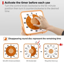 Load image into Gallery viewer, Secura 60-Minute Visual Countdown Timer, 7.5-Inch Oversize Classroom Visual Timer for Kids and Adults, Durable Mechanical Kitchen Timer Clock with Magnetic Backing (Blue)