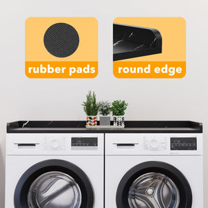 SpaceAid Washer Dryer Countertop, Laundry Wood Shelf Topper with Edge, 54" Width x 27.5" Depth Cover Guard Organizer for Washer and Dryer Laundry Hamper Counter Storage Organization (Black)