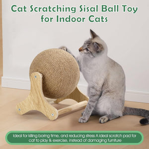 Outamateur Sisal Cat Scratching Ball, Cat Scratcher Ball Toy with Stable Stand, Interactive Exercise Toy for Small Pet Interactive Exercise and Play