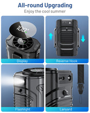 Load image into Gallery viewer, Portable Waist Fan with 10 Speed, Clip on Wearable Belt Personal Fan with Flashlight, Rechargeable Battery Operated Hands-Free Hanging Neck Fans, Cooling For Outdoor Camping Jobsite