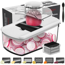 Load image into Gallery viewer, Mandoline Slicer Vegetable Slicer With 2 L Container for Potatoes, Tomatoes, Cucumbers, Carrots With 10 Blades White