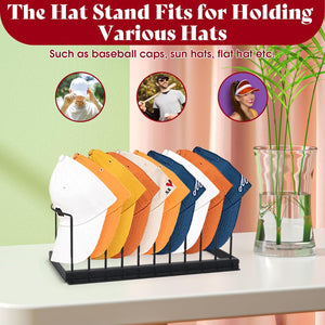 Hat Organizer for Baseball Caps,Hat Holder for 10 Baseball Caps,Tabletop Hat Rack Stand,for Bedroom, Closet, Dresser, Office, Store, 2Pack