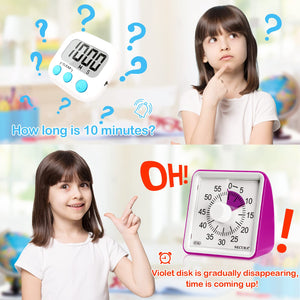 Secura 60-Minute Visual Timer, Classroom Timer, Countdown Timer for Kids and Adults, Time Management Tool for Teaching (Blue & Blue)