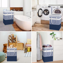 Load image into Gallery viewer, HomeHacks 2 Pack Large Laundry Baskets, Waterproof, Freestanding Laundry Hampers, Collapsible Clothes Hamper with Reinforced Handles in Laundry Room, College Dorm, Bathroom, Bedroom (Grey, 75Lx2)