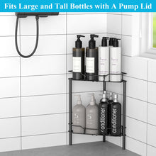 Load image into Gallery viewer, 4 Tier Floor Standing Corner Shower Caddy Organizer Shelf with Hooks, Bathroom Shelves Stand Rack, Black