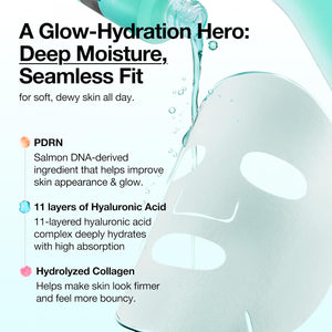 ANUA PDRN Hyaluronic Acid Capsule 100 Serum Mask, everyday glow korean sheet mask with Salmon PDRN, Hyaluronic acid, Collagen, Self home care facial mask for glass skin, Korean skin care (10EA)