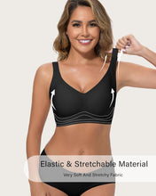 Load image into Gallery viewer, Seamless Push Up Bra No Underwire Wide Straps Full Coverage Wireless | W-Shaped Jelly Band Support, 1-Inch Ergonomic Straps, Heat-Bonded Contour, Tagless, Smoothing Back, for Yoga Office Travel