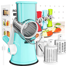Load image into Gallery viewer, Rotary Cheese Grater Hand Crank Cheese Shredder for Fresh Cheese, Vegetable, Nuts,Non-slip Suction Base, Free Cleaning Brush Three Blades, Black
