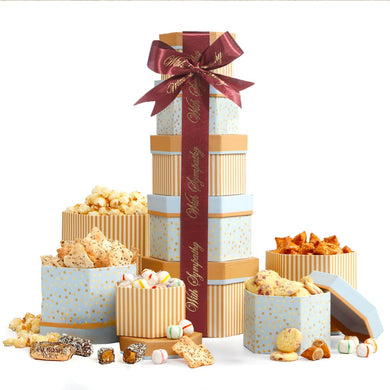 Broadway Basketeers Condolences Gourmet Gift Basket, Kosher Sympathy Food Gift Baskets for Delivery, Perfect Care Package Box or Assorted Snack Gifts for Bereavement, Loss, Funeral, or Shiva