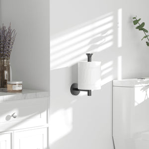 Toilet Paper Holder Wall Mount Bathroom Paper Roll Holder Tissue Handle Stainless Steel for Farmhouse Kitchen Matte Black