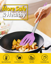 Load image into Gallery viewer, Pack of 4 Silicone Cooking Utensils Set, Non Stick Large Solid Spatulas, Heat Resistant Black Slotted Spoons, Ideal BPA Free Kitchen Turners for Frying, Mixing,Serving,Draining,Turning,Stirring