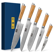 Load image into Gallery viewer, Damascus Kitchen Knife Set 3-Piece, Ultra Sharp 8&quot; Chef Knife, 7&quot; Santoku Knife, 3.75&quot; Paring Knife, Professional VG-10 Damascus Super Steel Chef Knife Set with Ergonomic Handle